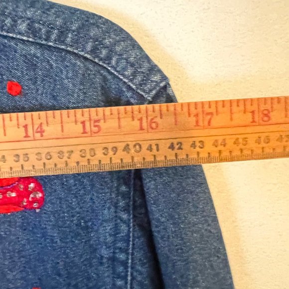 Carrie Allen Blue Jean Jacket Women Large Red Hat Society Beaded Red Hats Embroi - Picture 5 of 10
